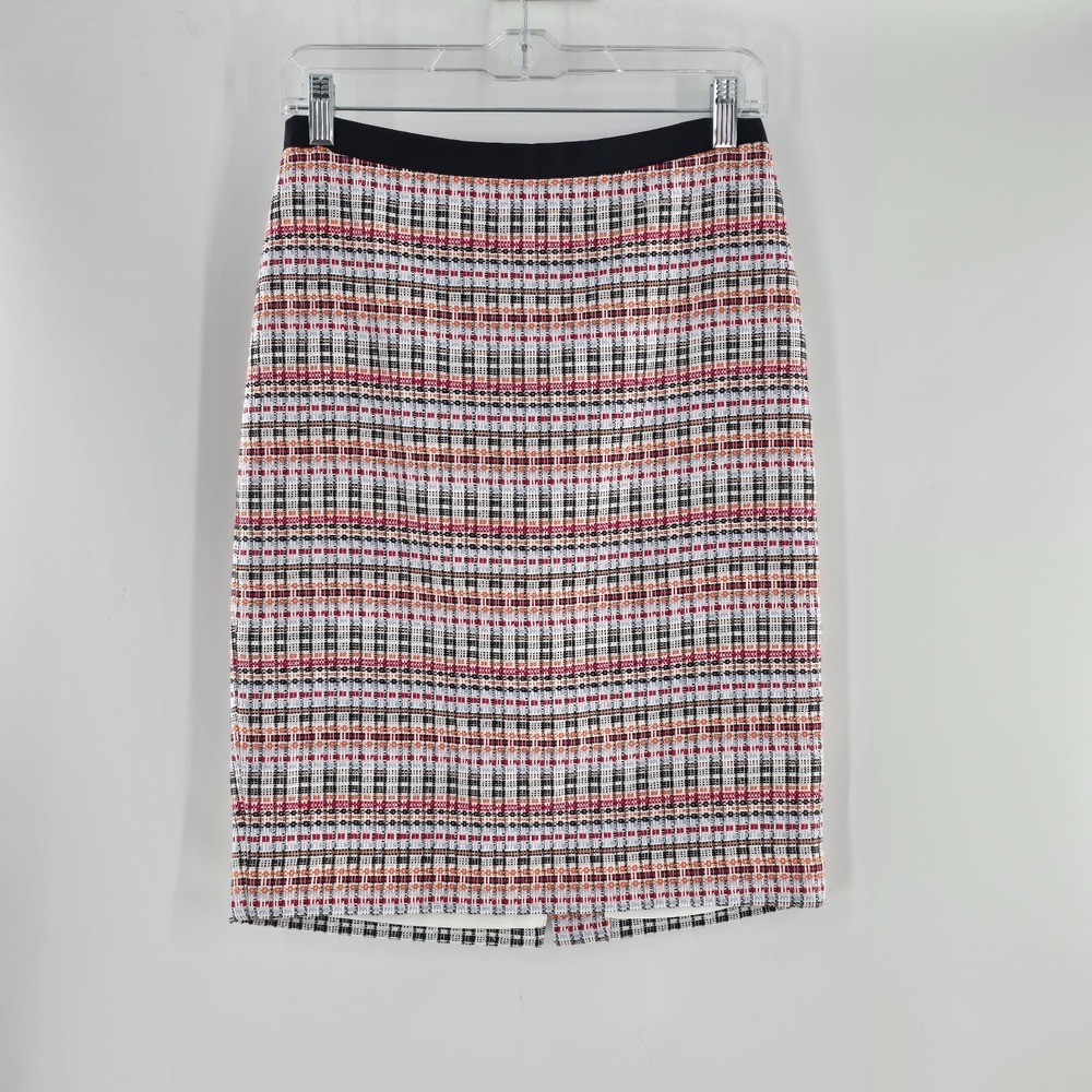 Talbots Petites Skirt Size 2 P Multicolor Striped Knee Length Pencil Lined Slit